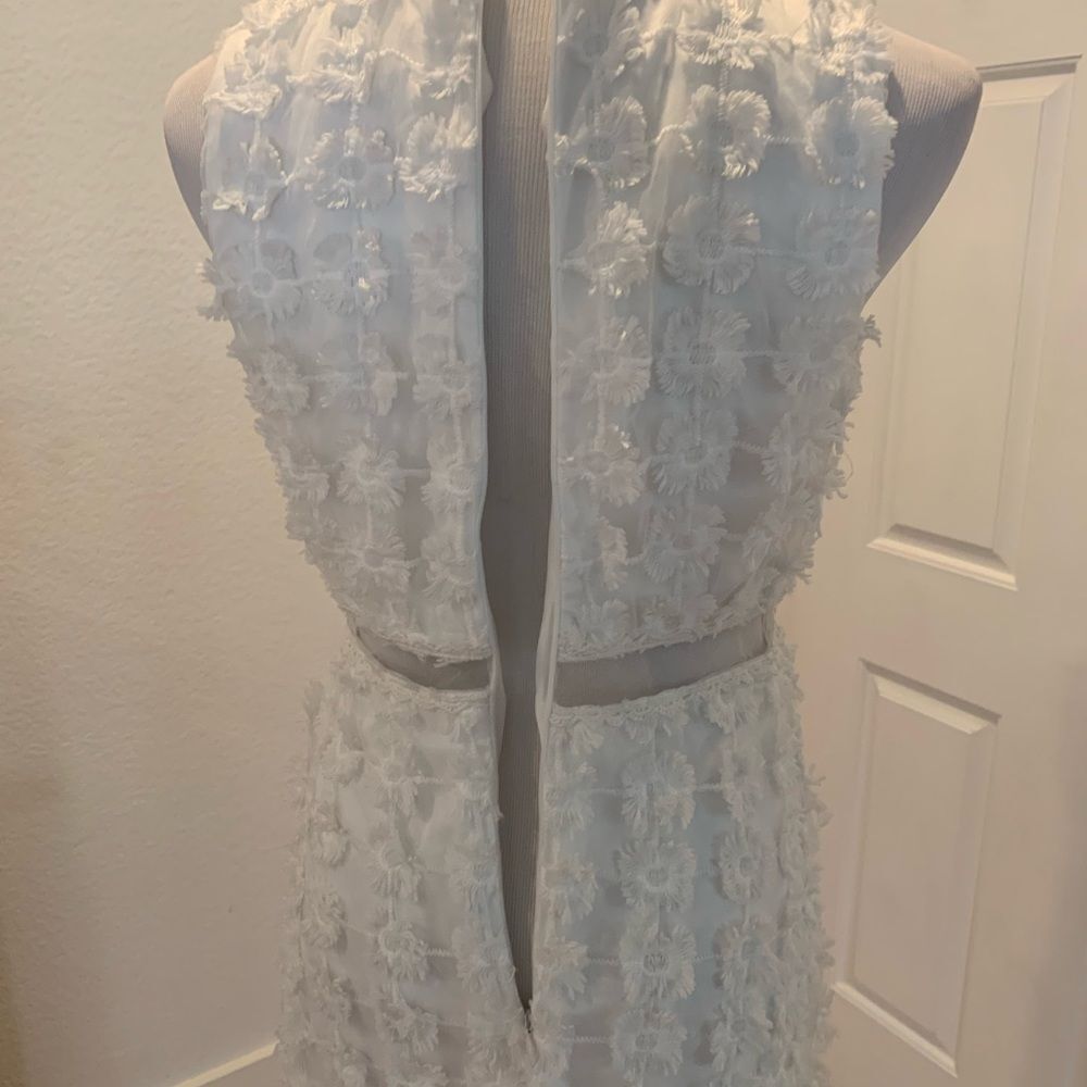 Lace mesh floral bridal lulus sheer wedding maxi dress gown rehearsal day - Picture 5 of 9